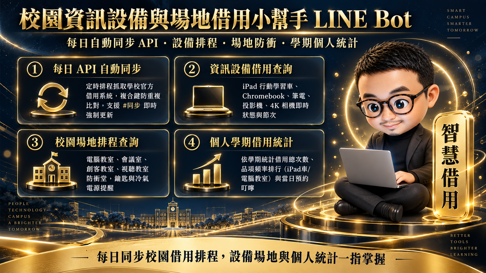 校園資訊設備與場地借用 LINE Bot AI 智慧小幫手