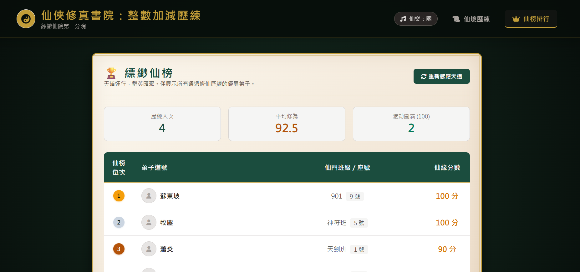 整數加減法 仙俠風